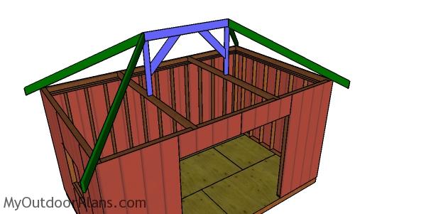 Fitting the hip rafters - 10x16 hip shed roof