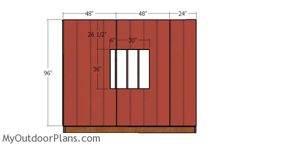Side wall with window siding sheets - 10x10 hip roof shed