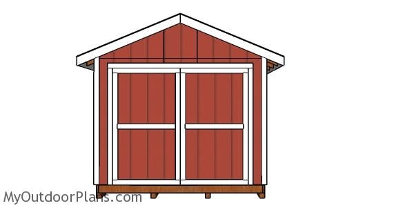 10x24 Gable Shed Plans - front view