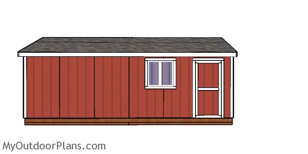 10x24 Gable Shed Plans - side view