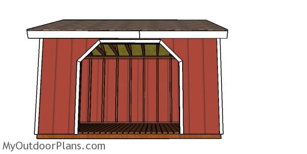 8x12 Firewood Shed Plans - front view
