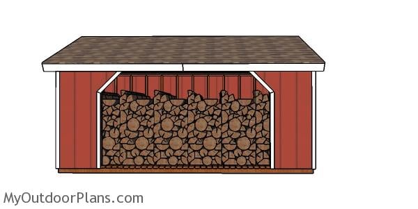 8x16 Firewood Shed Plans - Front view