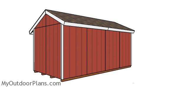 8x16 Firewood Shed Plans - back view