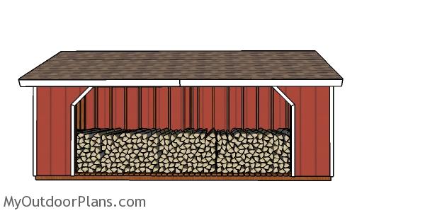 8x20 Firewood Shed Plans - front view