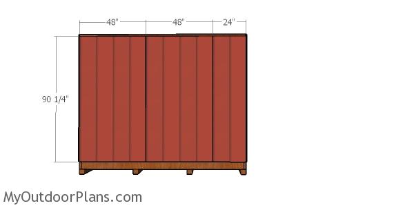 Back wall siding sheets for large shed