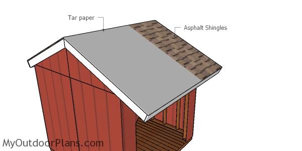 Fitting the roofing - 8x8 firewood shed