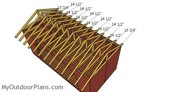 Fitting the trusses - 8x16 wood shed plans
