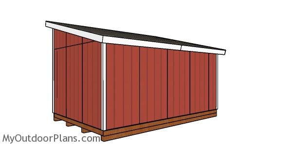 12x18 Lean to Shed Plans - back view