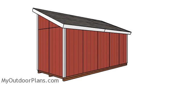 8x20 Lean to Shed Plans - back view