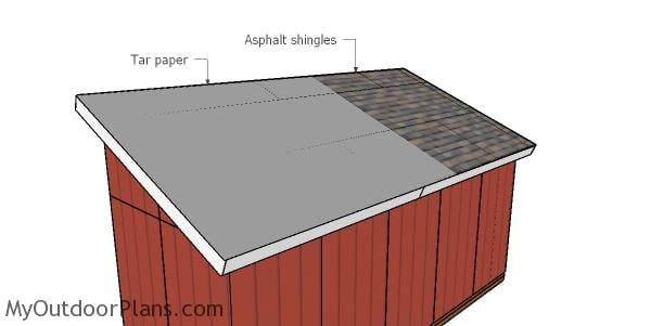 Fitting the shed roofing