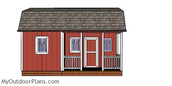 12x20 Barn Shed with Side Porch Plans