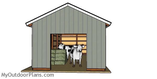 16x32Pole Barn Plans - front view