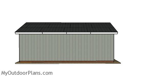16x32 Pole Barn Plans - side view