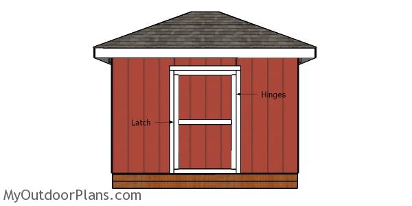 Fitting the door into place - shed