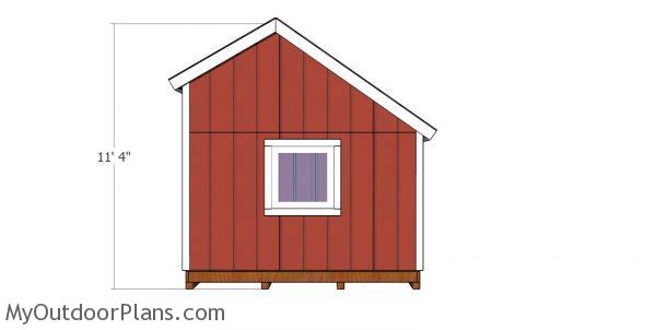 10x10 saltbox shed plans - side view