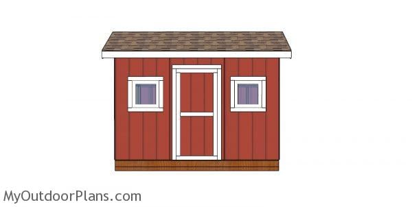 8x12 saltbox shed plans - front view