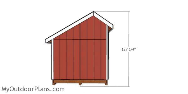 8x8 saltbox shed plans - side view