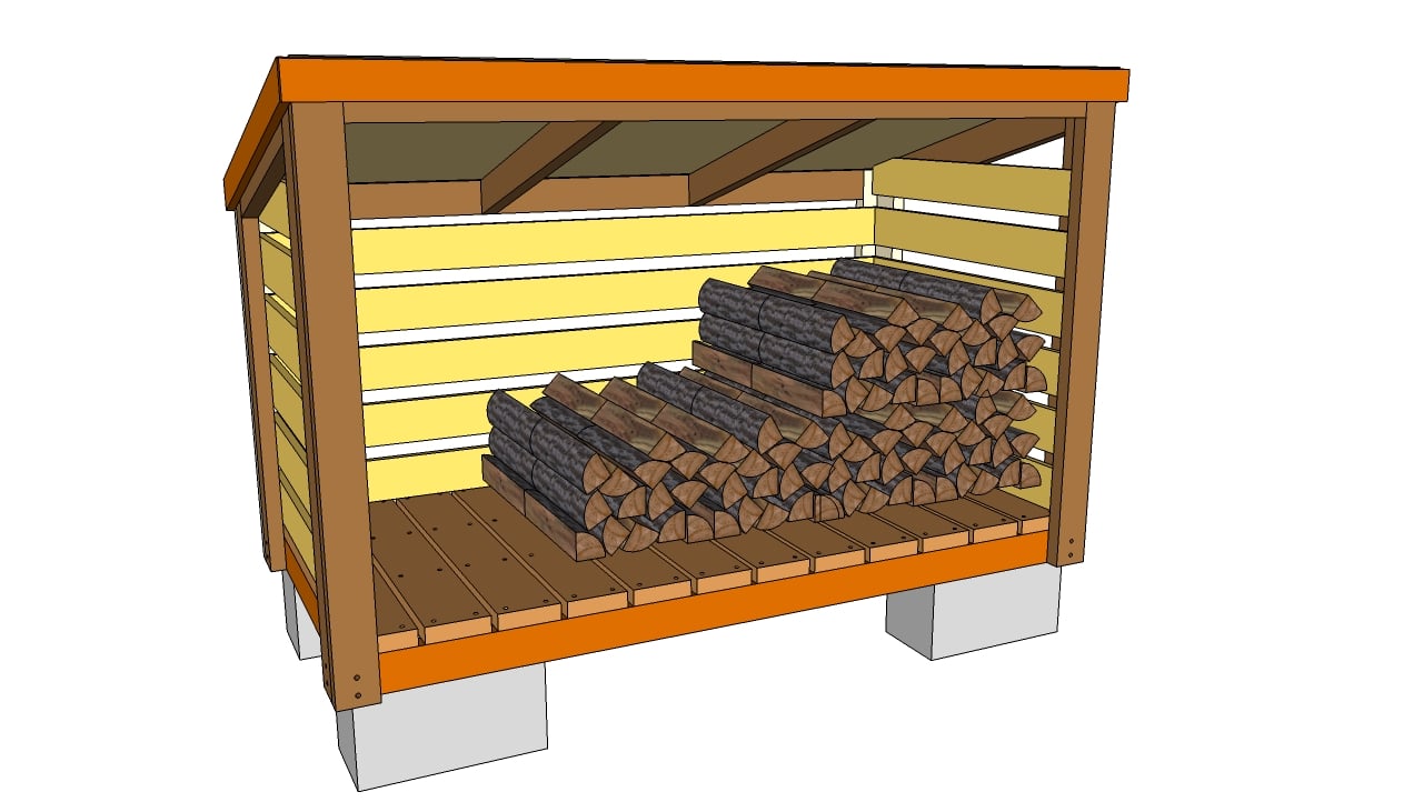 Firewood rack cheap plans with roof