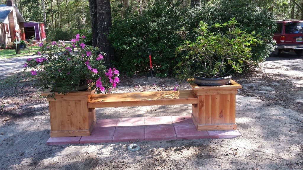 Wood Planter Bench
