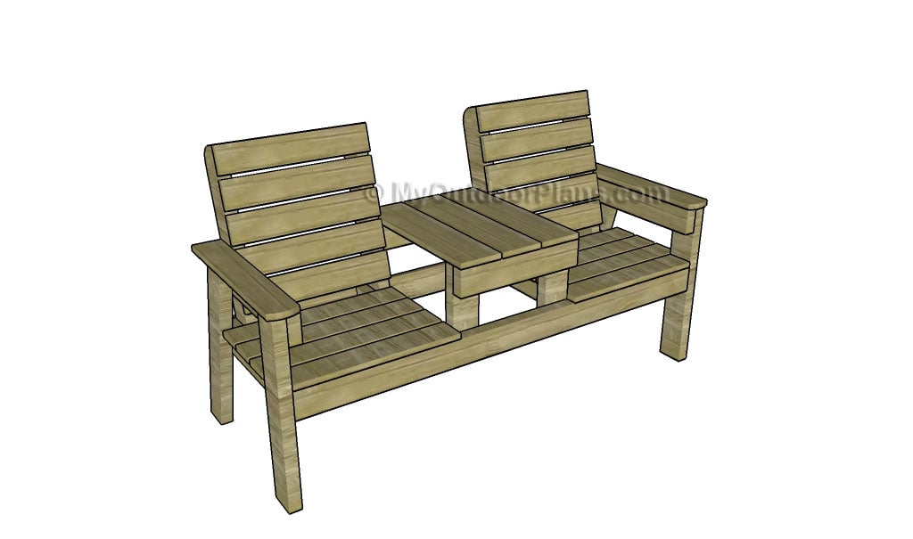 Double Chair Bench With Table Plans, How To Build A Double Chair Bench With Table