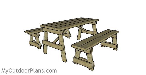 5 ft Picnic Table with Benches Plans