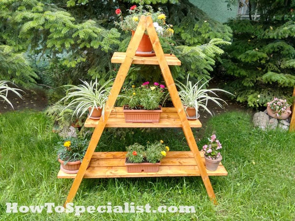 DIY Ladder Plant Stand MyOutdoorPlans Free Woodworking