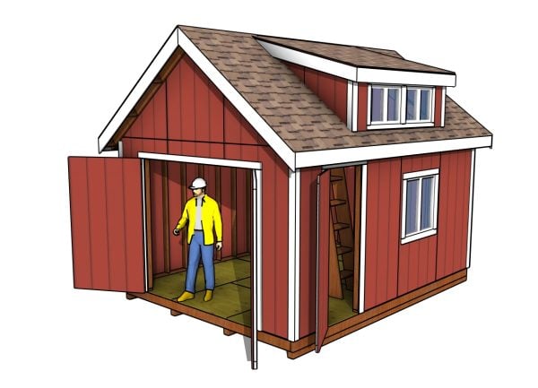 12x16 Storage Shed with Dormer Plans (2)
