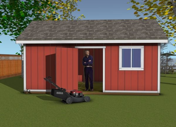 12x20 Gable Shed Plans - side view