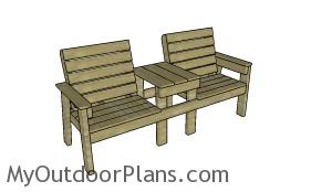 Large Double chair bench with table plans