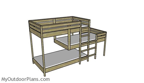 Triple Bunk Bed Plans Myoutdoorplans, How To Build A Triple Bunk Bed Loft