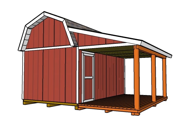 Barn Shed with Porch Roof Plans MyOutdoorPlans Free