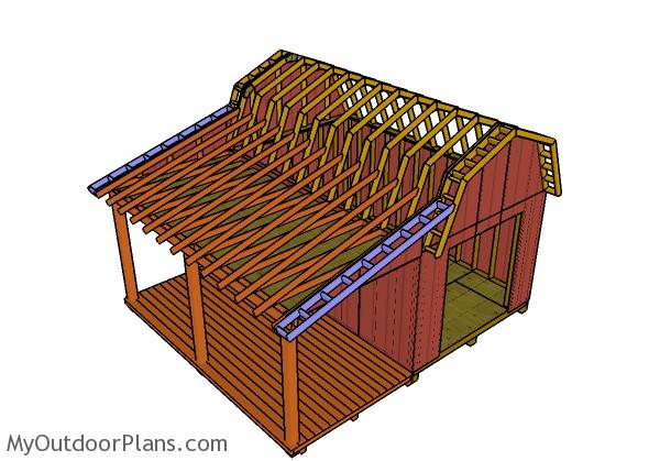 Barn Shed with Porch Roof Plans MyOutdoorPlans Free ...