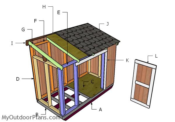 4x8 Short Shed with Lean to Roof Plans MyOutdoorPlans 