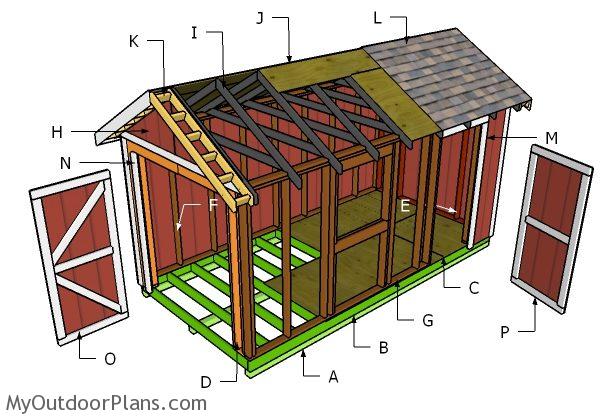 8x16 Gable Shed Roof Plans | MyOutdoorPlans | Free 