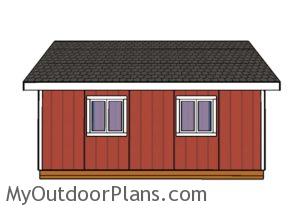 16x20 Shed Plans - Side view