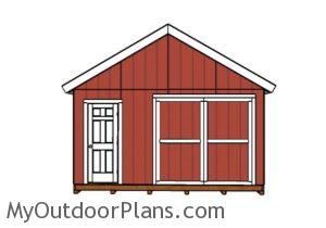 16x24 Shed Plans - Front view