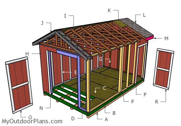 10×16 Gable Shed Roof Plans