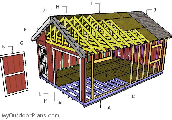 16x24 gable shed roof plans myoutdoorplans free