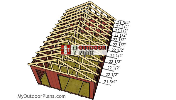 Fitting-the-trusses---16x24-gable-shed
