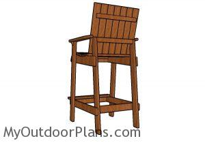 Bar height adirondack chair plans - Back view