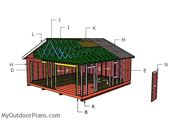 24×24 Gable Shed Roof Plans