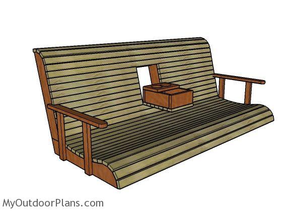 Porch Swing With Center Console Plans, Wooden Porch Swing Dimensions