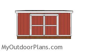 10x16 Lean to shed Plans - front view