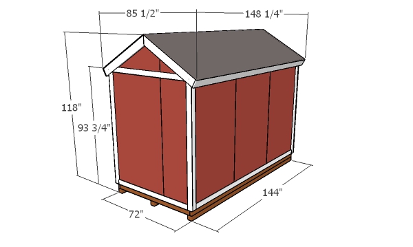 6x12 Shed Plans - overall dimensions