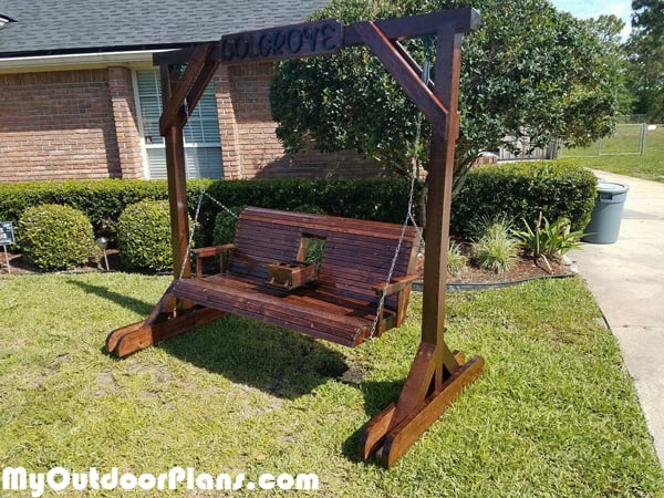 DIY Porch Swing with Center Console and Stand
