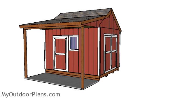 10x12 gable shed with porch roof plans myoutdoorplans