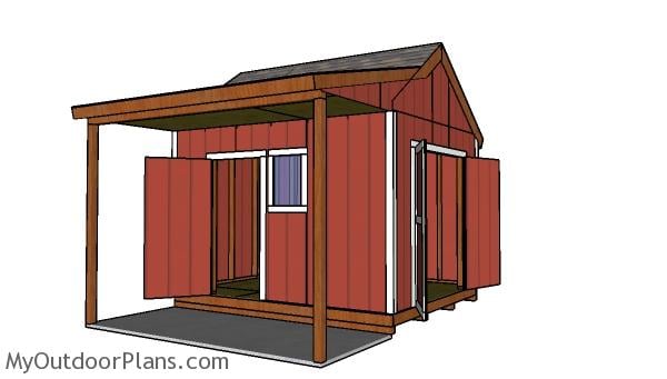 10×12 Shed with Side Porch Plans