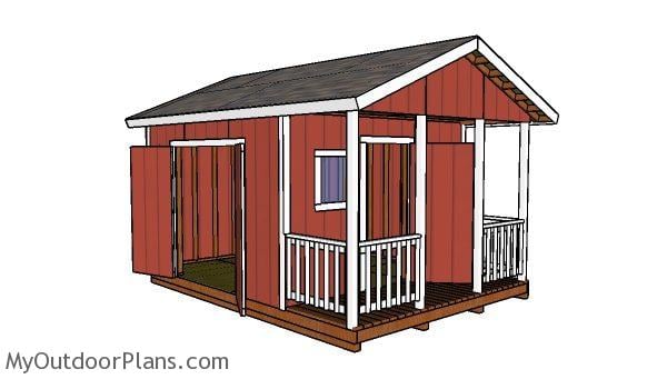 12x12 Gable Shed with Porch Plans | MyOutdoorPlans | Free Woodworking ...