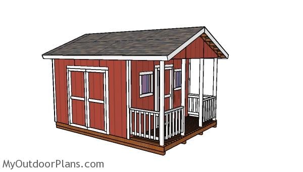 12x12 gable shed with porch plans myoutdoorplans free