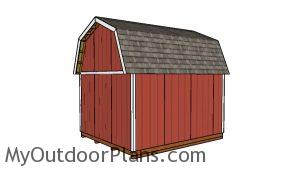 12x14 Gambrel Shed Plans - Back View
